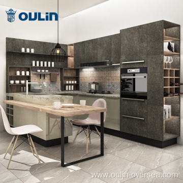 Black Minimalist Modular Kitchen Storage Furniture Design